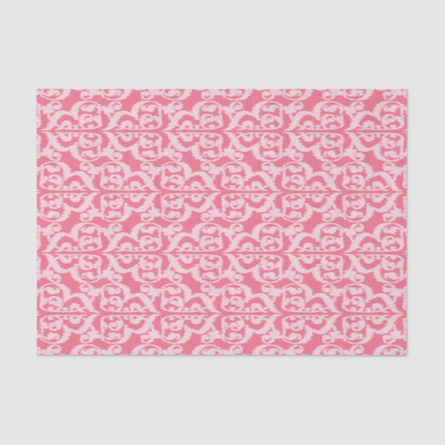 Ikat Moorish Damask - shades of coral pink Tissue Paper (Front)