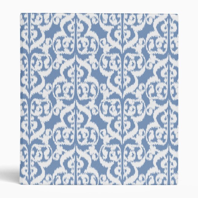 Ikat Moorish Damask - sky blue and white Binder (Front)