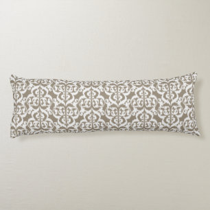Ikat Moorish Damask - taupe tan and white Body Pillow