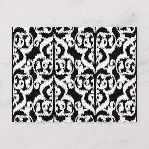 Ikat Moorish Damask - white and black Postcard