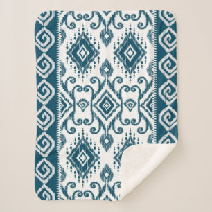 Ikat Paisley Pattern Sherpa Blanket