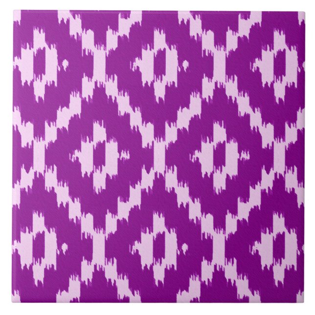 Ikat pattern - Amethyst purple and orchid Tile (Front)