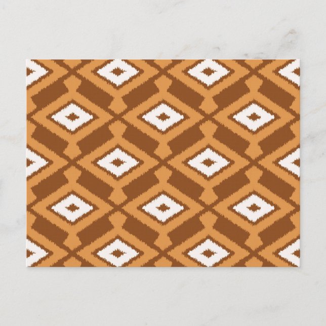 Ikat Pattern - Brown, Rust and Cream Postcard (Front)