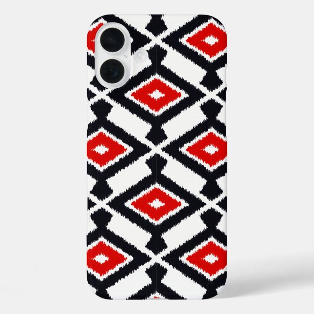 Ikat Pattern - Dark Red, Black and White Case-Mate iPhone Case (Back)
