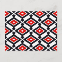 Ikat Pattern - Dark Red, Black and White