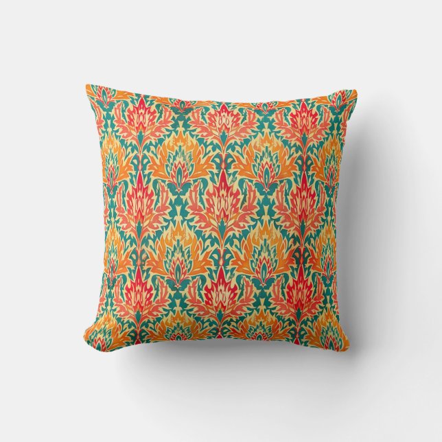 Ikat Pattern Fabric Throw Pillow (Front)