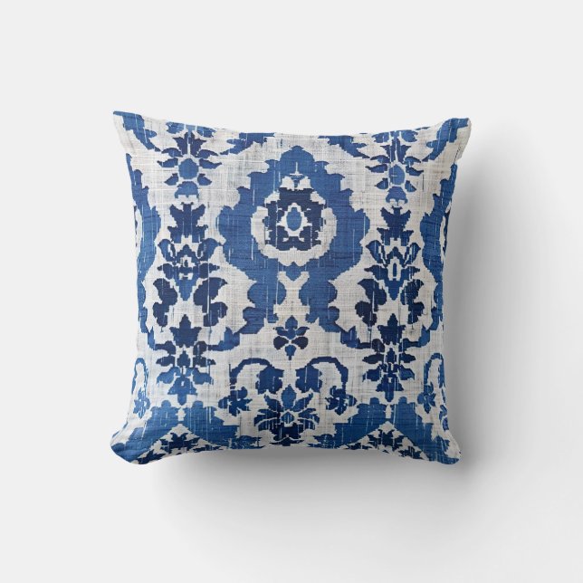 Ikat Pattern Fabric Throw Pillow (Front)