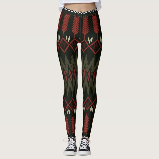 Ikat Pattern: Geometric Ethnic Ornament Leggings (Front)