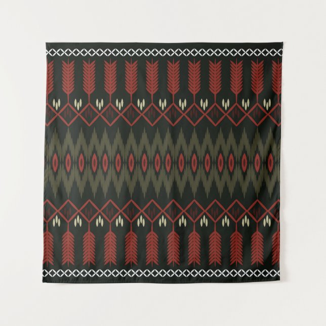 Ikat Pattern: Geometric Ethnic Ornament Tapestry (Front)