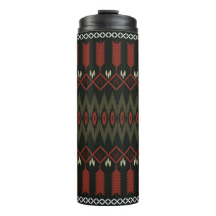 Ikat Pattern: Geometric Ethnic Ornament Thermal Tumbler