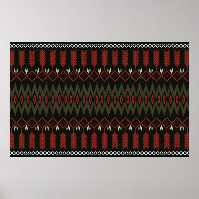 ikat Pattern. Geometric seamless ornament. Ethnic  Poster (Front)
