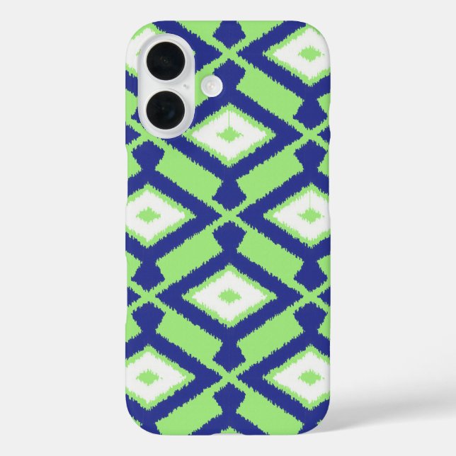 Ikat Pattern - Green, Indigo Blue and White Case-Mate iPhone Case (Back)