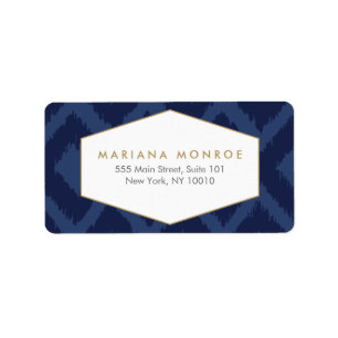 Ikat Pattern in Blue Designer Address Label