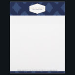 Ikat Pattern in Blue Designer Letterhead<br><div class="desc">Coordinates with the Ikat Pattern in Blue Designer Business Card Template by 1201AM. The decorative ikat background on this header of this letterhead template gives a subtle background for your name or business name. Stylish and elegant. © 1201AM CREATIVE</div>