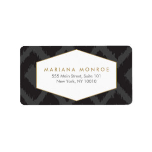 Ikat Pattern in Dark Grey Designer Address Label