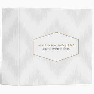 Ikat Pattern in Grey Designer Personalized Binder