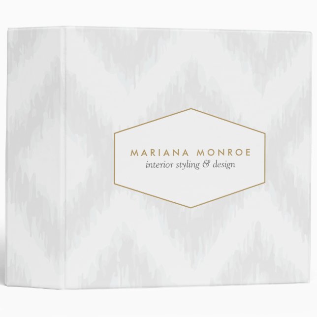 Ikat Pattern in Grey Designer Personalized Binder (Front/Spine)