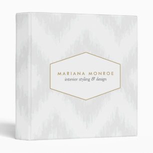 Ikat Pattern in Grey Designer Personalized Binder
