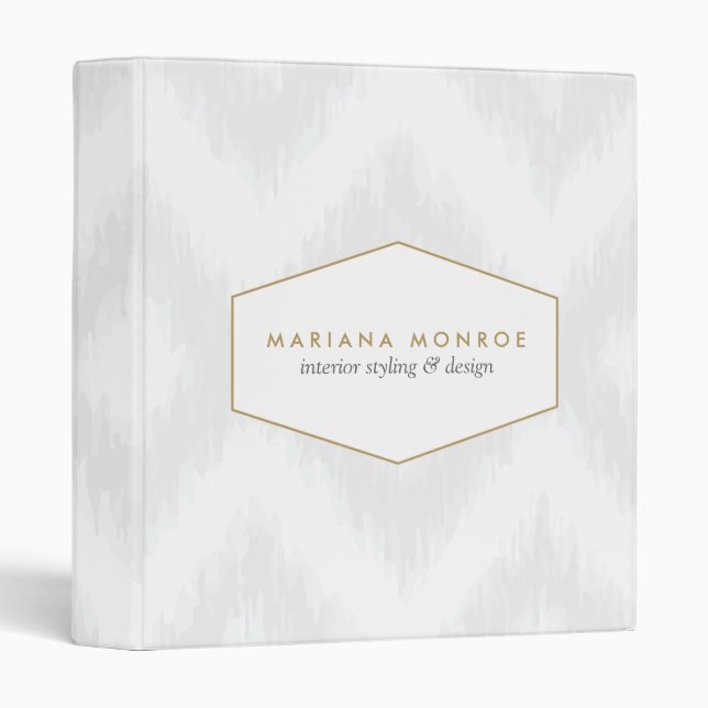 Ikat Pattern in Grey Designer Personalized Binder (Front/Spine)