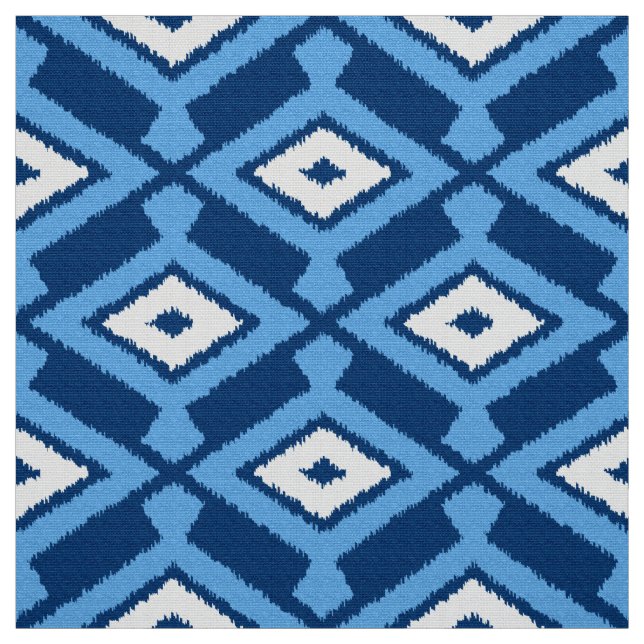 Ikat Pattern, Indigo and Denim Blue Fabric (Swatch)