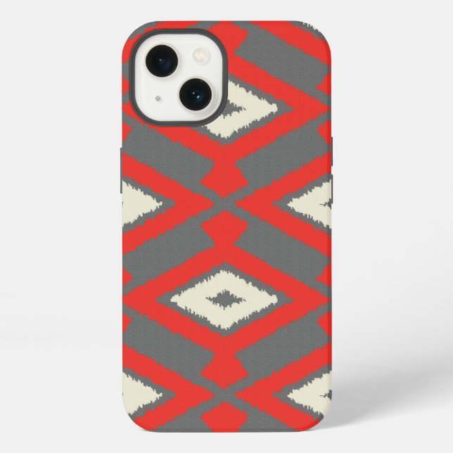 Ikat Pattern - Red, Grey and Beige iPhone Case (Back)
