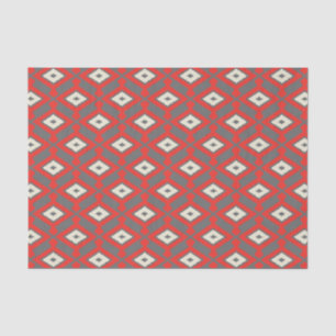 Ikat Pattern - Red, Grey and Beige Tissue Paper