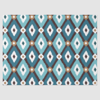 Ikat Pattern Teal and Brown Decoupage Tissue Paper
