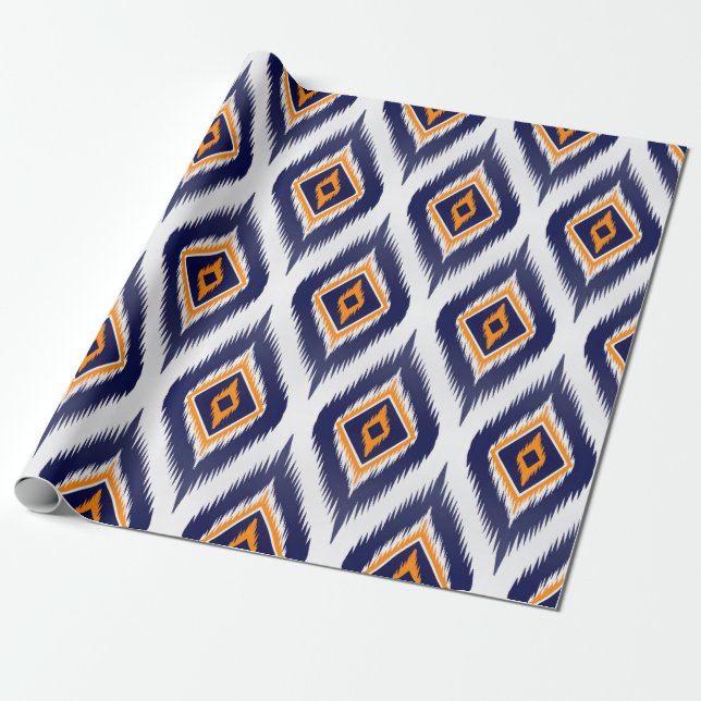 Ikat pattern textile fabric ethnic tribal motif ma wrapping paper (Unrolled)