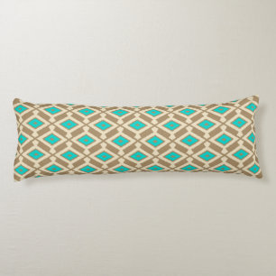 Ikat Pattern - Turquoise, Taupe and Beige Body Pillow