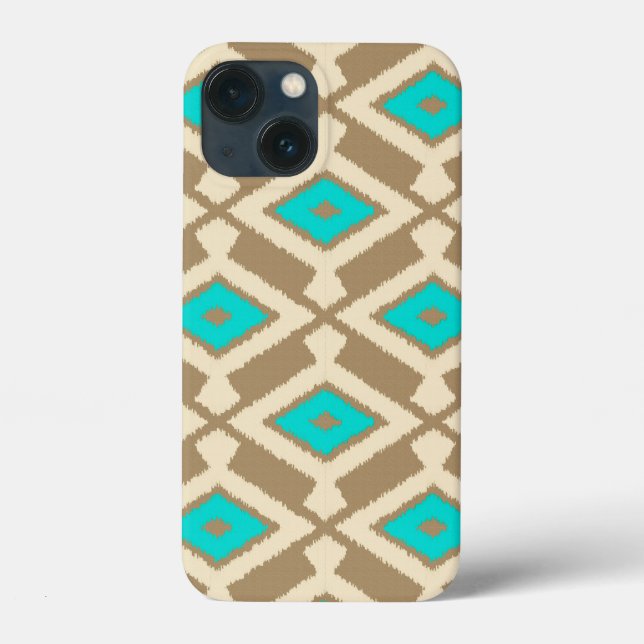 Ikat Pattern - Turquoise, Taupe and Beige Case-Mate iPhone Case (Back)
