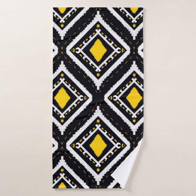 Ikat patterns ethnic tribal textile American Afric Bath Towel (Bath Towel)