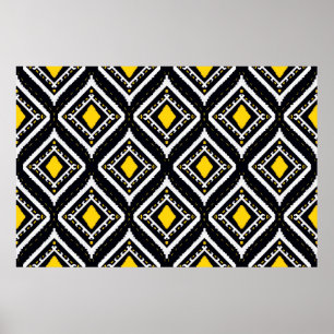 Ikat patterns ethnic tribal textile American Afric Poster