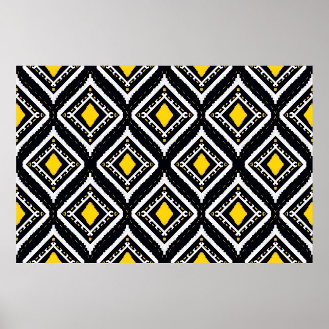 Ikat patterns ethnic tribal textile American Afric Poster (Front)