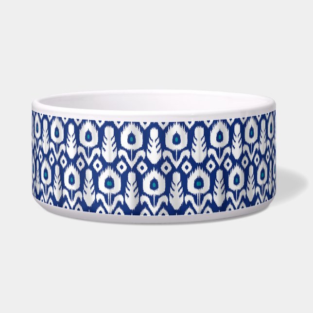 Ikat Peacock Feather Floral Blue (Front)