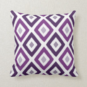 Ikat Purple Diamond Pattern Throw Pillow
