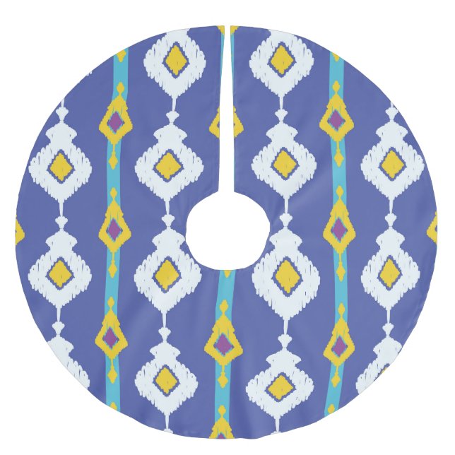 Ikat, seamless ethnic pattern. brushed polyester tree skirt (Front)