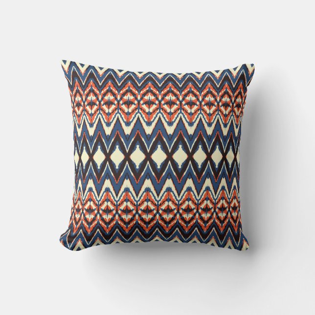 Ikat seamless pattern. tie dye shibori print with  throw pillow (Front)