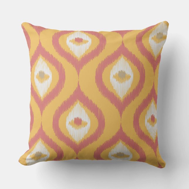 Ikat Series Ogee Orange Throw Pillow (Front)