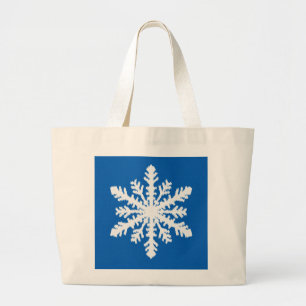 Ikat Snowflake 1 of 4 - Cobalt blue and white Large Tote Bag