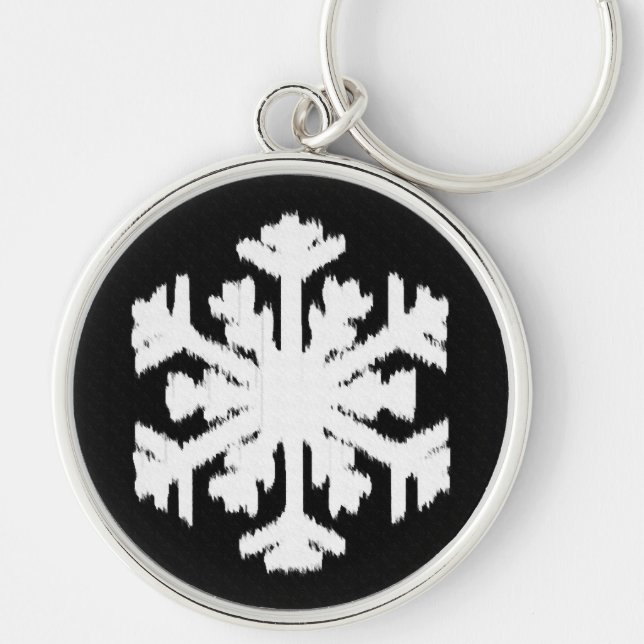 Ikat Snowflake - Black and white Keychain (Front)