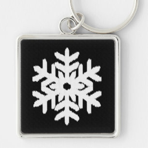 Ikat Snowflake - Black and white Keychain