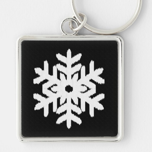 Ikat Snowflake - Black and white Keychain (Front)