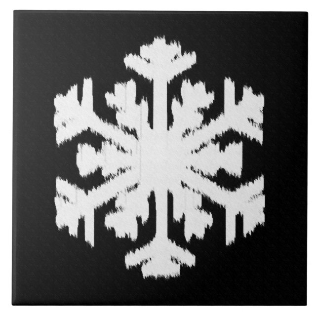 Ikat Snowflake - Black and white Tile (Front)
