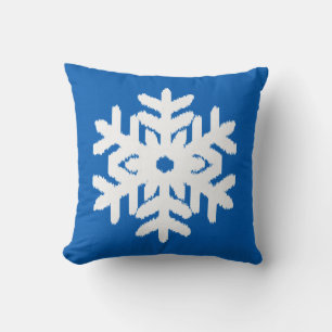 Ikat Snowflake - Cobalt blue and white Throw Pillow