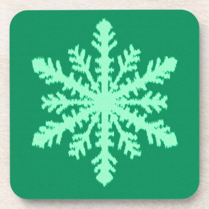 Ikat Snowflake - Pine and mint green Coaster