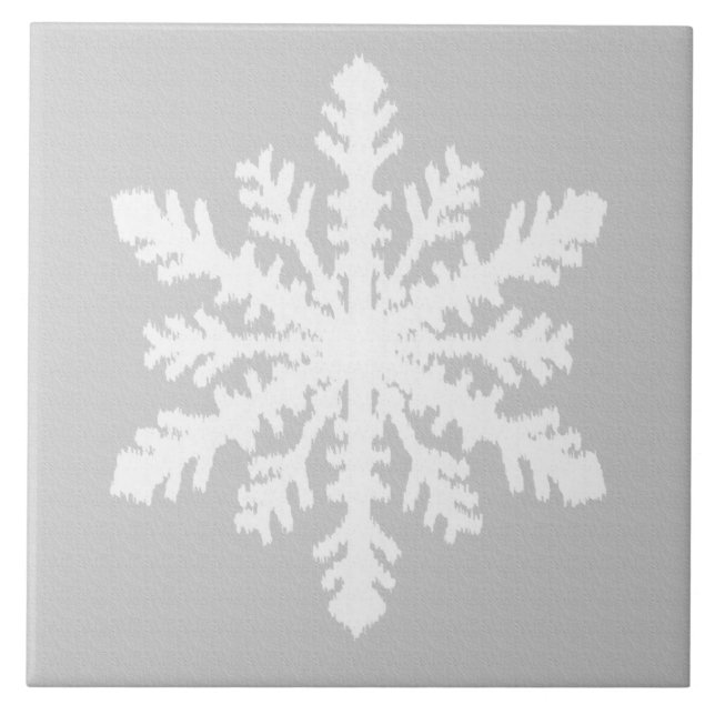 Ikat Snowflake - Silver grey and white Tile (Front)