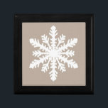 Ikat Snowflake - Taupe tan and white Gift Box<br><div class="desc">A delicate,  lacy snowflake pattern on a solid background with a striated,  Ikat woven texture - white snowflake on a deep taupe tan / stone ground</div>