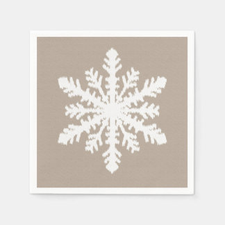 Ikat Snowflake - Taupe tan and white Napkin