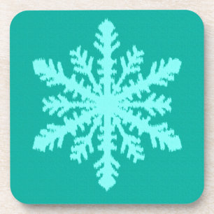 Ikat Snowflake - Turquoise and aqua Coaster
