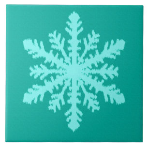 Ikat Snowflake - Turquoise and aqua Tile
